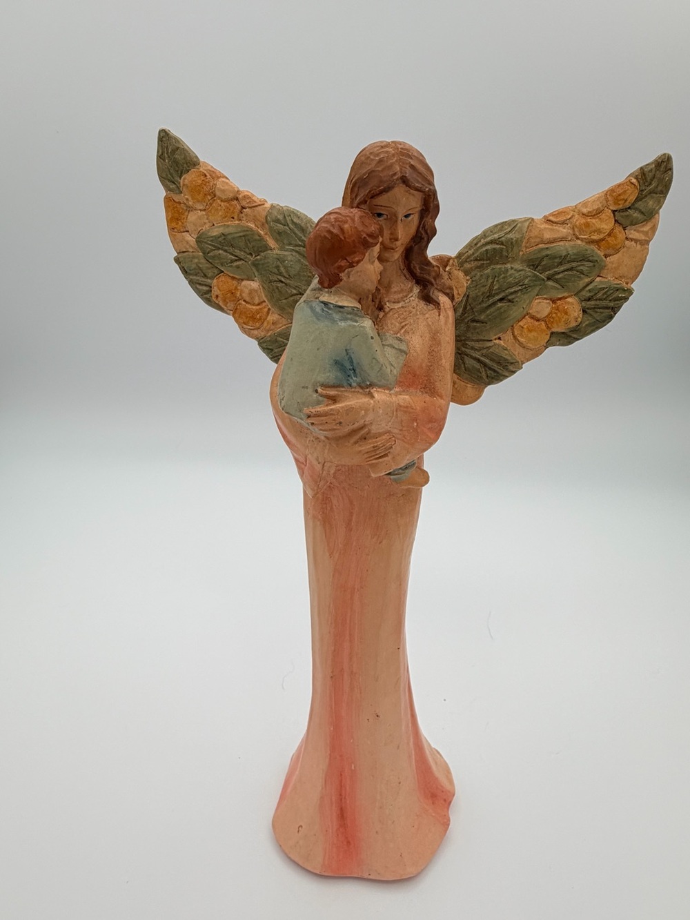 Beautiful Vintage Guild and King Guardian Angel Holding Child Retired